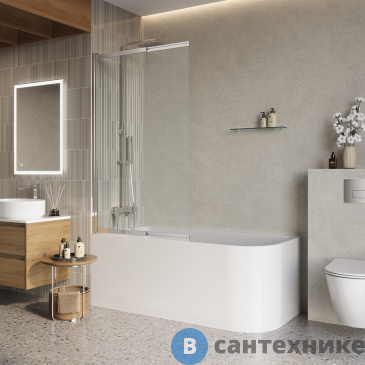 картинка Душевая шторка BelBagno LUCE-VF-11-100/145-C-Cr на ванну