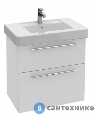 картинка Тумба под раковину Villeroy & Boch Verity Design B02100DH  белый глянцевый, цвет ручки-хром, цвет-белый глянцевый