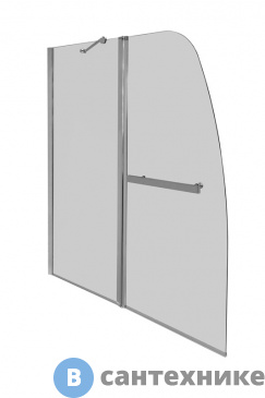 картинка Шторка на ванну Parly F03 (130*120) прозрачное стекло 5 мм, распашная с вешалкой для полотенец
