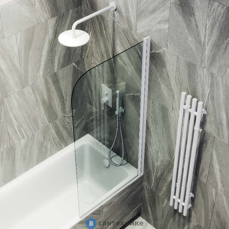 Шторка для ванны поворотная на монопетле MaybahGlass 1400*600 Стекло 6 мм Бесцветное (MGV-598-1)