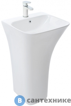 картинка Раковина WELTWASSER LEERBACH 4543 GL-WT (ROTBACH 007 GL-WT) напольная белая глянец 450х435х835