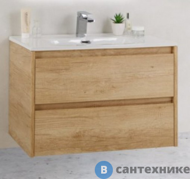 картинка Тумба под раковину BelBagno 71 см KRAFT 39-700/390-2C-SO-RNN подвесная с двумя выкатными ящиками, Rovere Nebrasca Nature
