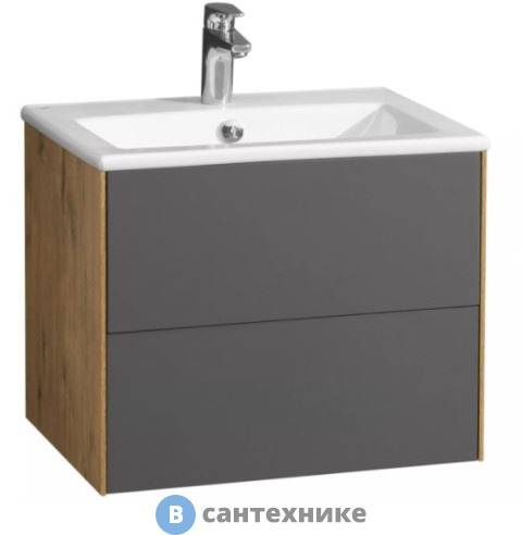 Тумба под раковину Акватон Сохо 60 Дуб Веллингтон/Графит софт (1A258001AJA00)