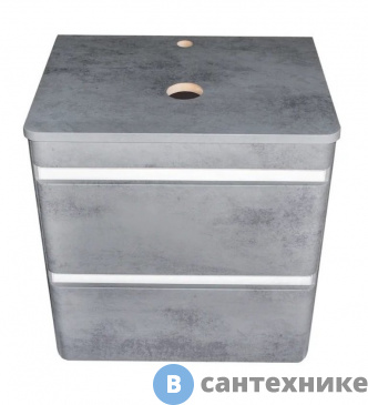 картинка Тумба под раковину Style line Атлантика 60, Люкс бетон темный, (2 ящ.), со столешницей МДФ, подвесная PLUS (2000949234380)