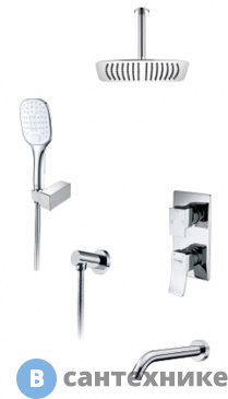 картинка Встраиваемый комплект WasserKRAFT А171668 для ванны с верхней душевой насадкой, лейкой и изливом