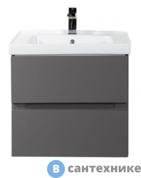 картинка Тумба под раковину Art & MAX TECHNO 60 см AM-Techno-600-2C-SO-ZB815 подвесная с двумя выкатными ящиками, смоки софт