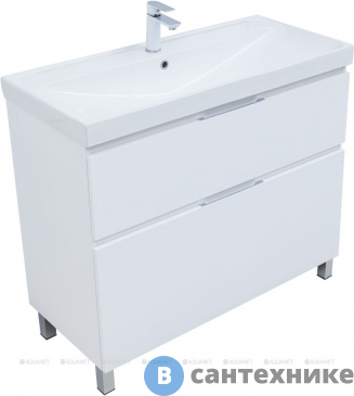 картинка Тумба под раковину Aquanet Алвита New 100 напольная, белый матовый (344135)