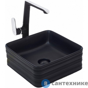 картинка Раковина WELTWASSER ELBACH 20755 MB накладная (матовая чёрная) 395х395х150