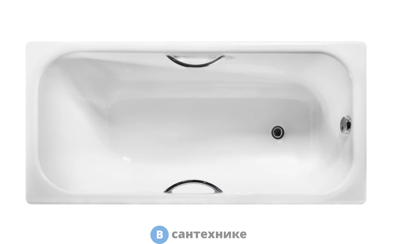 Ванна чугунная WOTTE Start УР 1500х700 c отверстиями для ручек (БП-э0001102), без ножек и ручек