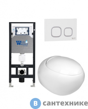 картинка Унитаз с инсталляцией WELTWASSER и кнопкой смыва (AMBERG 506 + JECKENBACH 004 GL-WT + AMBERG RD-WT)