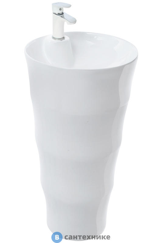 Раковина WELTWASSER LEERBACH 4242 GL-WT (SALZBACH 007S GL-WT) напольная белая глянец 420х420х830