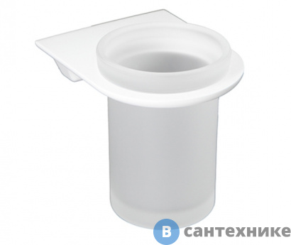 картинка Стакан для зубных щеток WasserKRAFT Kammel K-8328 White стеклянный металл, матовое стекло, белая порошковая краска