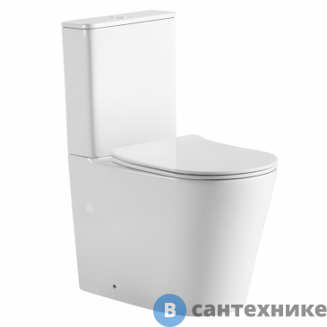 картинка Унитаз с бачком ABBER Bequem AC1112TMW белый матовый, безободковый, смыв торнадо, сиденье дюропласт микролифт