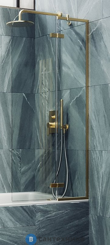 Шторка для ванны поворотная с добором MaybahGlass 1400*990 Стекло 6 мм Бесцветное (MGV-915-3)