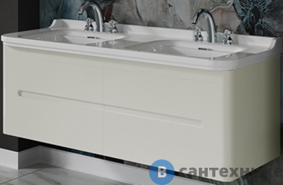 картинка Тумба под раковину Kerasan Waldorf подвесная 150 см, с 4 мя ящиками, bi vaniglia matt (925430 bi vaniglia matt)