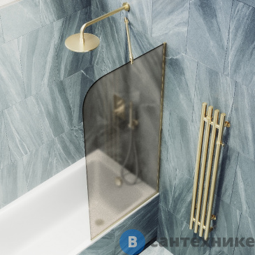 картинка Шторка для ванны в профиле MaybahGlass 1400*640 Стекло 6 мм Бронза матовая (MGV-148-3у)