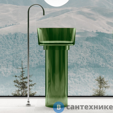 картинка Раковина ABBER Kristall AT2702Emerald отдельностоящая прозрачная, зеленая
