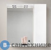Шкаф зеркальный BelBagno 80 см MARINO-SPC-800/750-1A-BL-P-R подвесной с одной распашной дверцей с доводчиками, с подсветкой, правосторонний Bianco Lucido