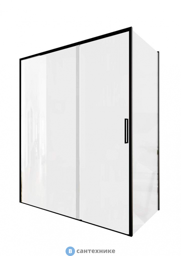 Душевой уголок Aquanet Pleasure Evo 150x80 AE65-150x80-BT без поддона, профиль черный, прозрачное стекло (324141)