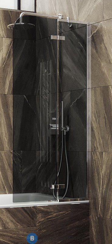 Шторка для ванны поворотная с добором MaybahGlass 1400*990 Стекло 6 мм Графит (MGV-918-4)