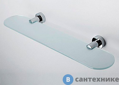 картинка Полка WasserKRAFT Donau K-9424 стеклянная металл, хромоникелевое покрытие, закаленное матовое стекло