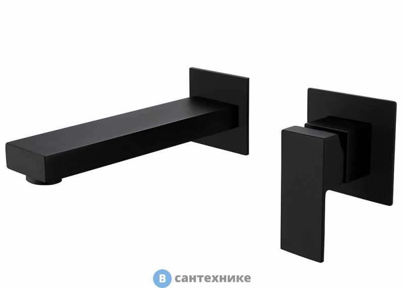 Смеситель ABBER Daheim AF8212B для раковины скрытого монтажа, чёрный матовый