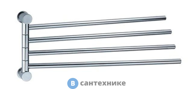 Держатель полотенец WasserKRAFT K-1034 4-е рога металл, хромоникелевое покрытие
