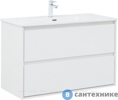 картинка Тумба под раковину Aquanet Милан 100 белый глянец (336370)