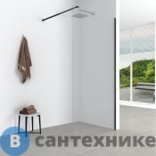Душевая перегородка Loranto CS-W04B-100 100х200 Walk-in, стекло 8 мм, кронштейн 70-120 см, профиль черный матовый