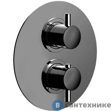 картинка Внешняя часть CISAL Less New LN01820040 встраиваемого термостатического смесителя с переключателем на 3 положения, чёрный матовый