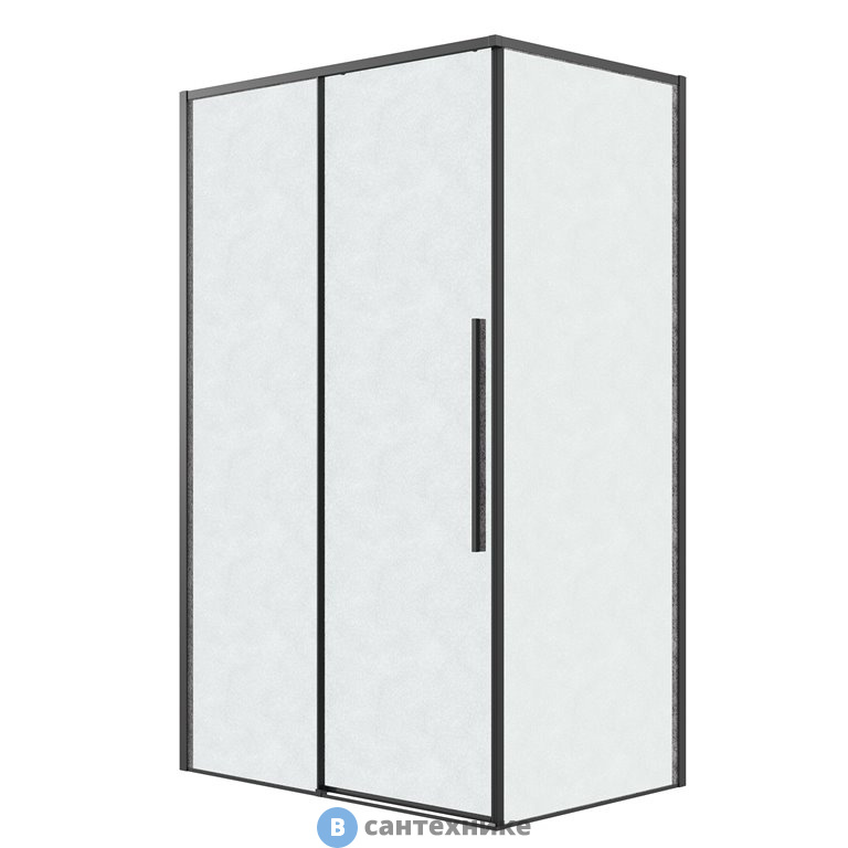 Душевое ограждение Grossman Galaxy 120.K33.01.1280.21.02 (120*80*195) черный матовый, стекло шиншилла, без поддона