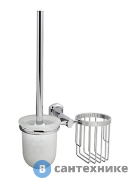 картинка Держатель WasserKRAFT Oder K-3035 освежителя и щетки для унитаза металл, хромоникелевое покрытие, матовое стекло