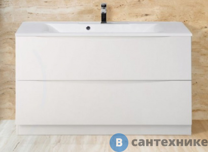 картинка Тумба под раковину BelBagno 100 см MARINO-1000-2C-PIA-BL-P напольная с двумя выкатными ящиками, Bianco Lucido