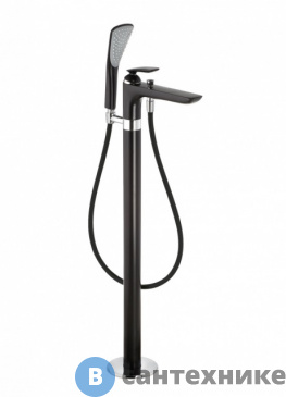 картинка Смеситель Kludi 525908775 BALANCE для ванны и душа, отдельно стоящий, чёрный матовый/хром