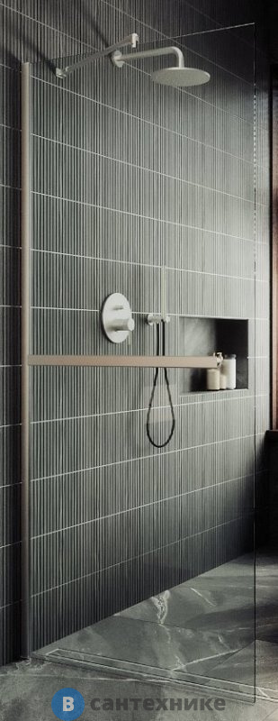 Душевая перегородка в профиле MaybahGlass 1950*790 Стекло 8 мм Бесцветное +Полотенцесушитель (MGD-726-5ш)