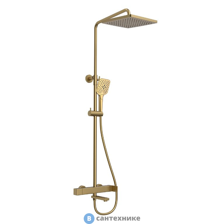 Душевая стойка Vincea Cube VSFS-1C1BG с изливом, брашированное золото