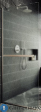 картинка Душевая перегородка в профиле MaybahGlass 1950*790 Стекло 8 мм Сатин +Полотенцесушитель (MGD-731-5у)