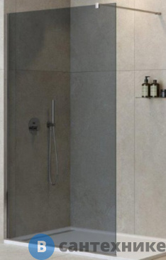 картинка Душевая перегородка Cezares LIBERTA-L-1-100-120-GR-Cr с односторонним входом, стекло графит, профиль хром, 1000x1200x1950 мм