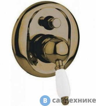 картинка Смеситель Cezares ELITE-VDIM-02-Bi встраиваемый, однорычажный для душа с переключателем, бронза, ручка белая