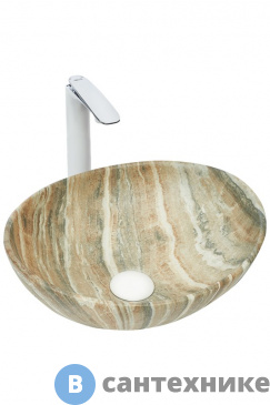 картинка Раковина WELTWASSER ELBACH 3078 M804 накладная (бежевая с серым) /410х335х145/