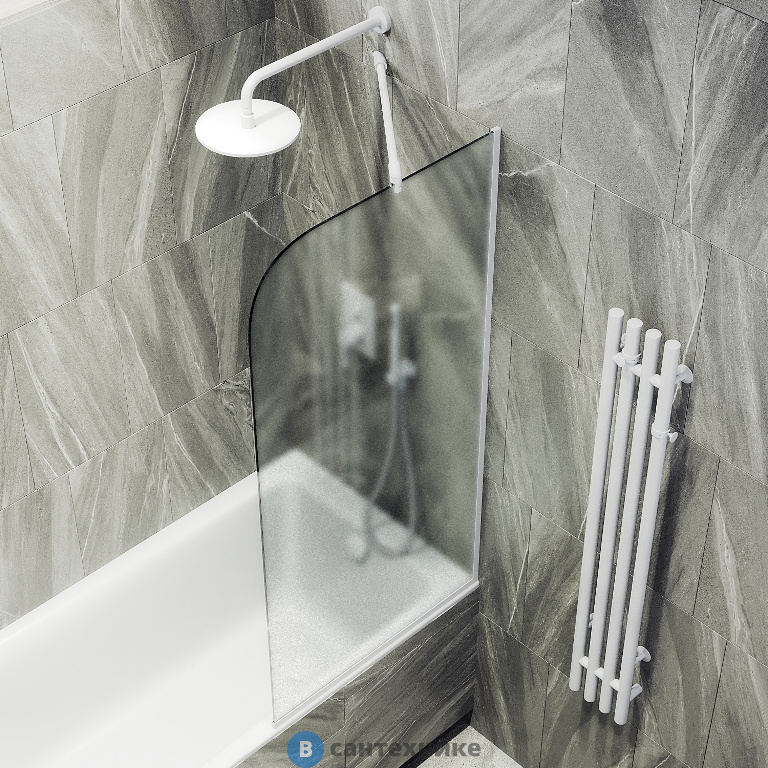 Шторка для ванны в профиле MaybahGlass 1400*440 Стекло 6 мм Сатин (MGV-132-1у)