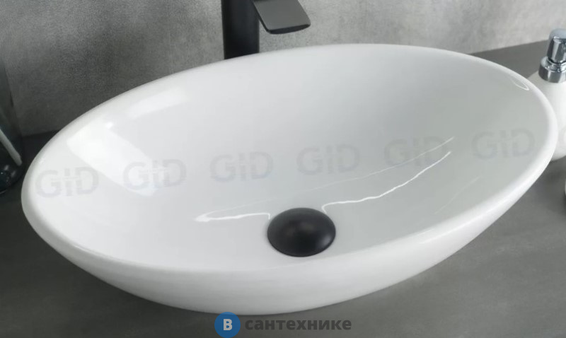 Раковина накладная GID-ceramic N9021 белый (520х320х140)