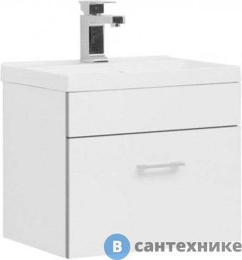 картинка Тумба с раковиной Aquanet Верона 50 белый (подвесная 1 ящик) (287665)