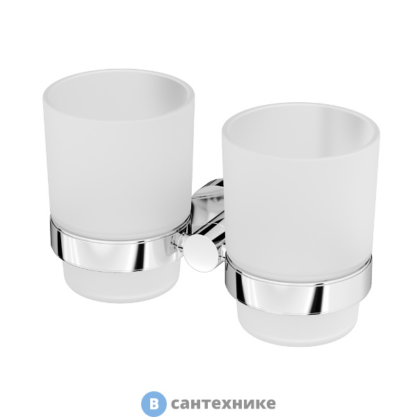 Стакан AM.PM Sense L A74343400 двойной стеклянный с настенным держателем, хром