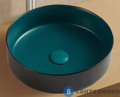 картинка Раковина WELTWASSER ELBACH M3134 BBG накладная (чёрная зеленая) /355х355х120/