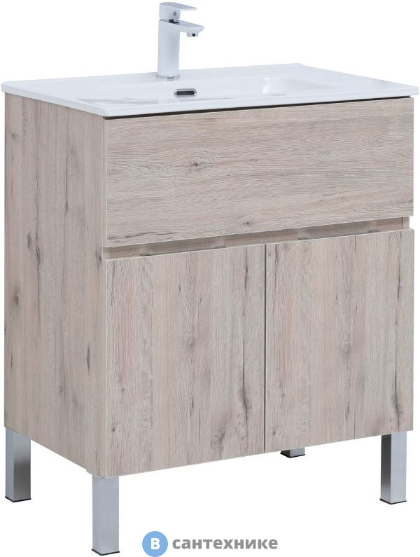 Тумба под раковину Aquanet Алвита new 70 напольная 1 ящ., 2 дв. дуб веллингтон белый (303902)