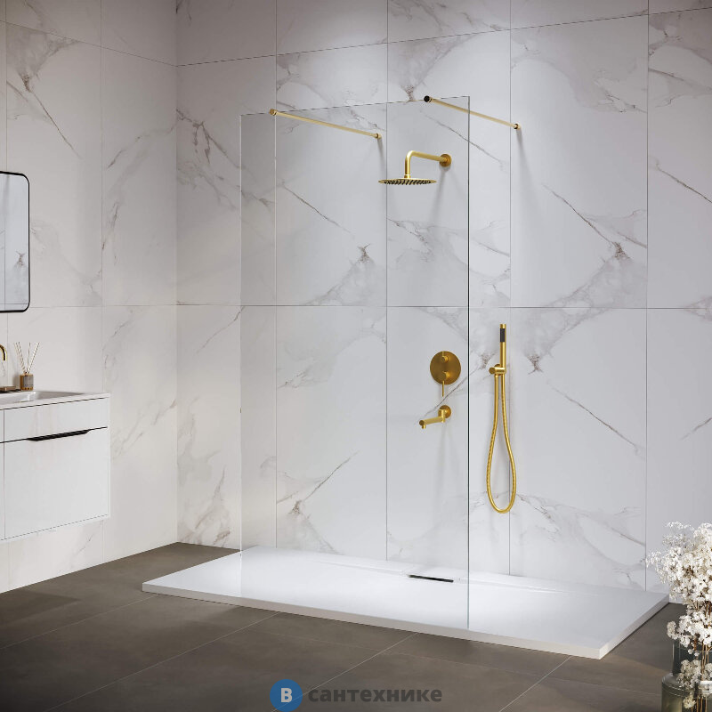 Душевая перегородка RGW WA-016Gb 140*195 Золото браш/ Прозрачное (35101614-16)