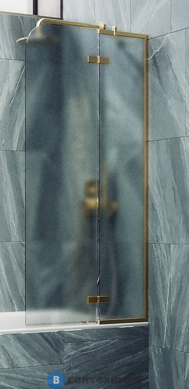 Шторка для ванны поворотная с добором MaybahGlass 1400*990 Стекло 6 мм Сатин (MGV-920-3)