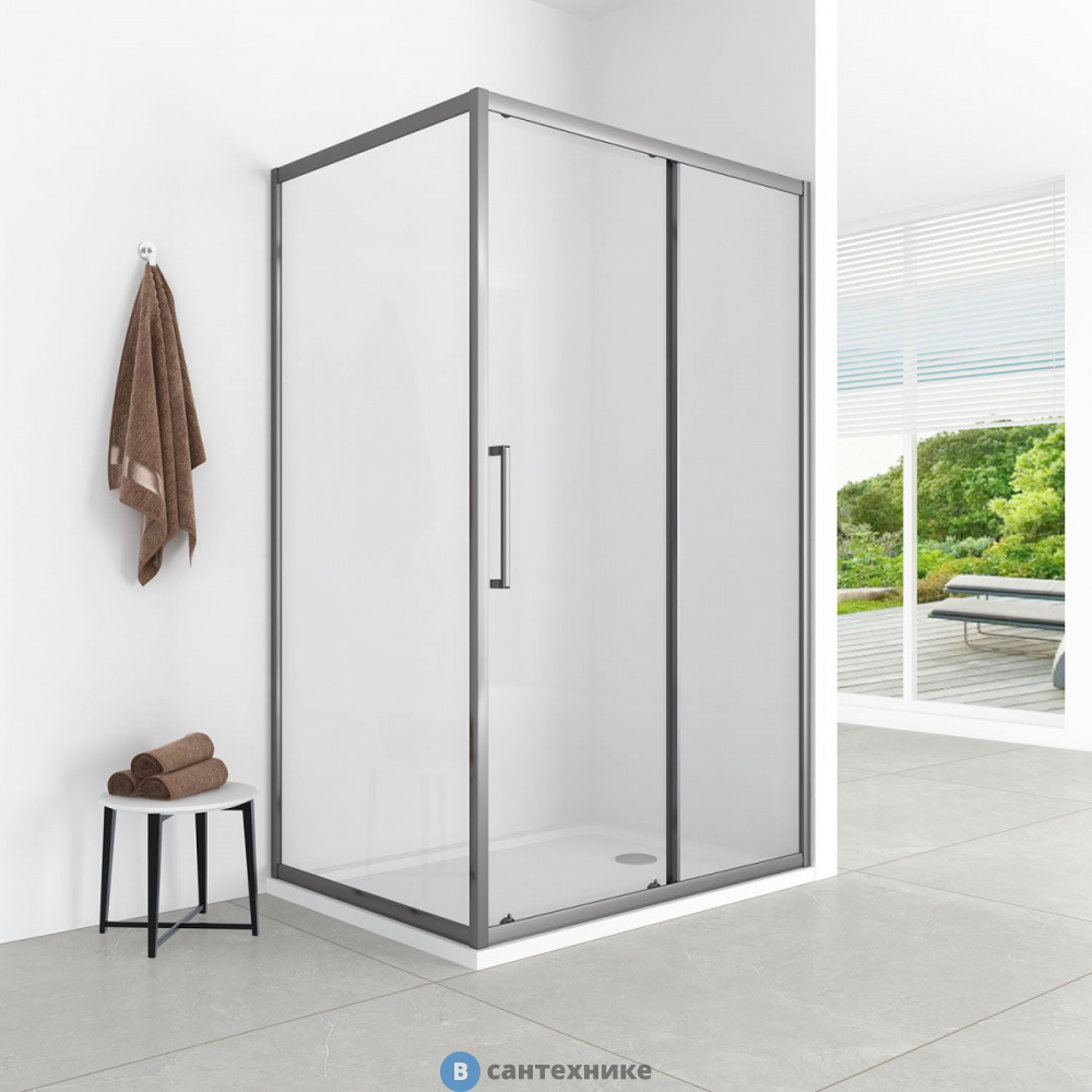 Душевое ограждение Loranto CS-AB02GG-128 120x80x190, профиль серый матовый, 6 мм прозрачное стекло