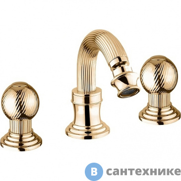 картинка Смеситель Cezares OLIMP-BBS2-03/24-M для биде на три отверстия с донным клапаном, золото